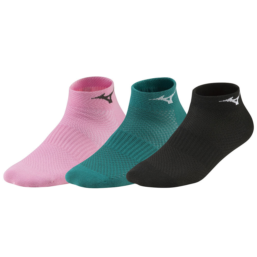 Mens Mizuno Training Mid 3P Running Socks Pink/Blue/Black Philippines (AXQJDT059)